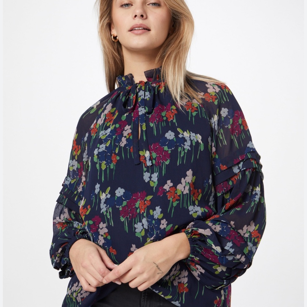 Lauren Ralph Lauren Floral Crinkle Georgette Blouse - Picture 2 of 14